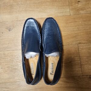Men's Blue Leather Loafers
